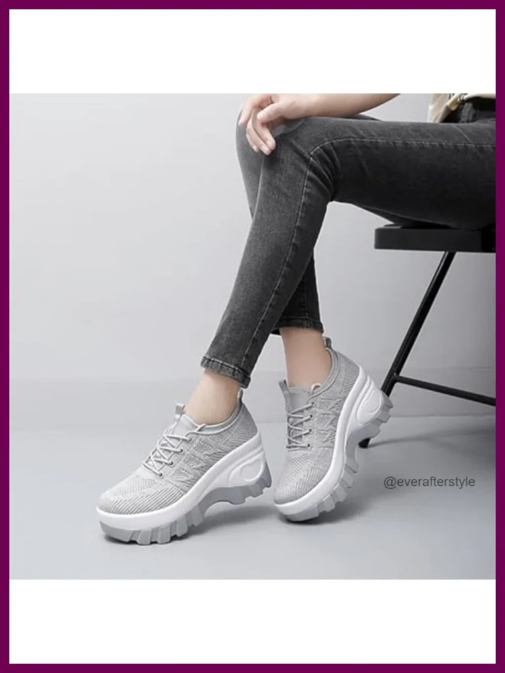 Chunky Platform Orthopedic Walking Shoes Knitted Breathable Lace Up Non-Slip